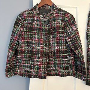 Talbots Boucle Plaid Tweed Suit Jacket and skirt Black / Multicolor, Women's 4